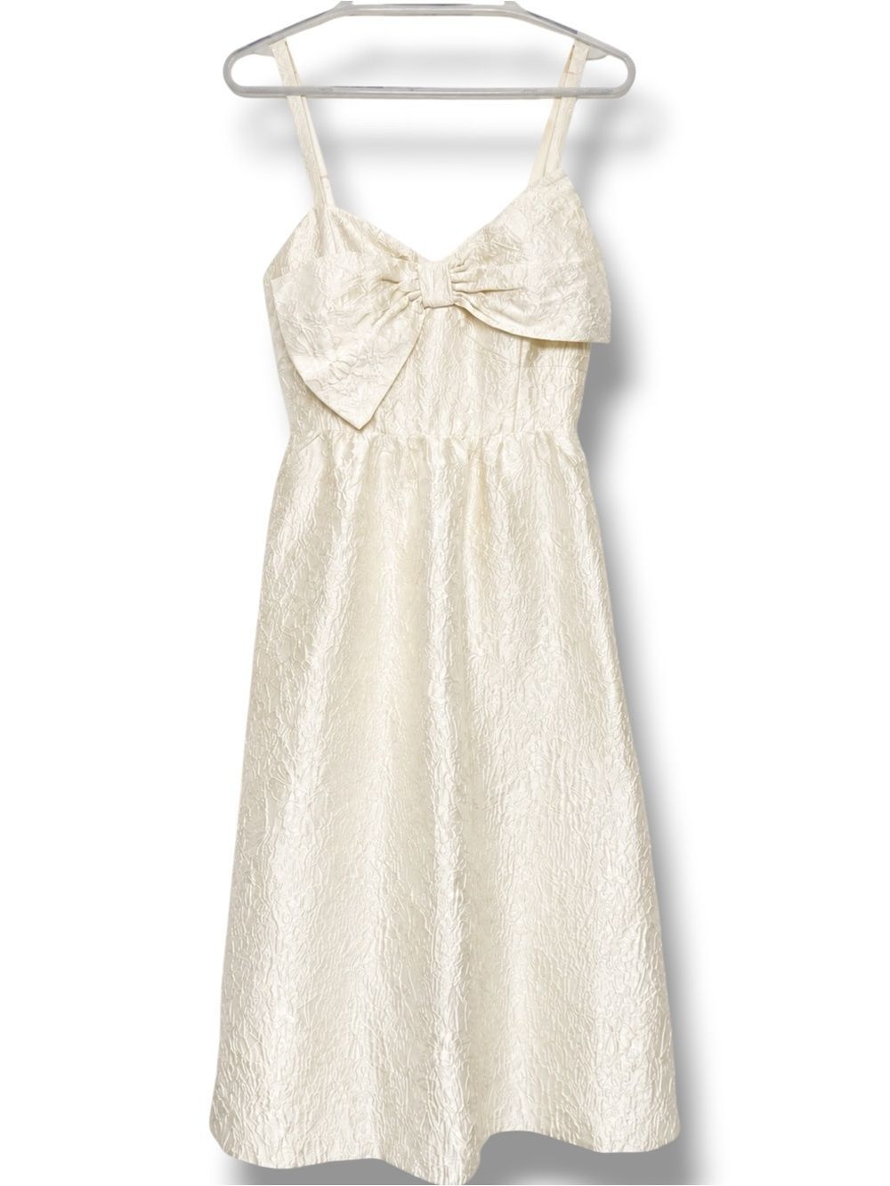 Lilly Pulitzer Ellara Ivory Jacquard Midi Bow Dress Womens Size 2 Resort Wedding